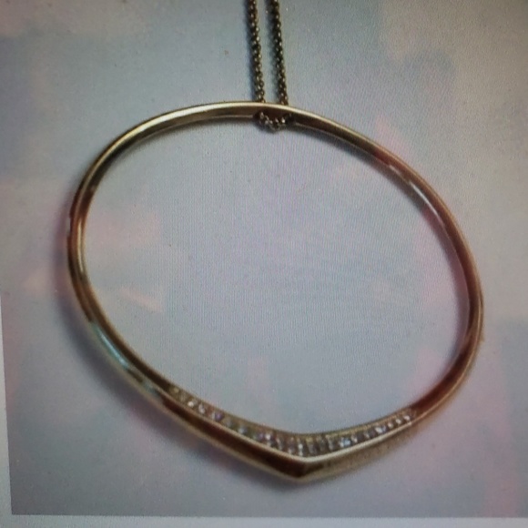Michael Kors Jewelry - Michael Kors Nwt Gold Pave Hoop Necklace